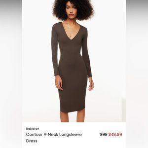 Aritzia Brown v-neck dress